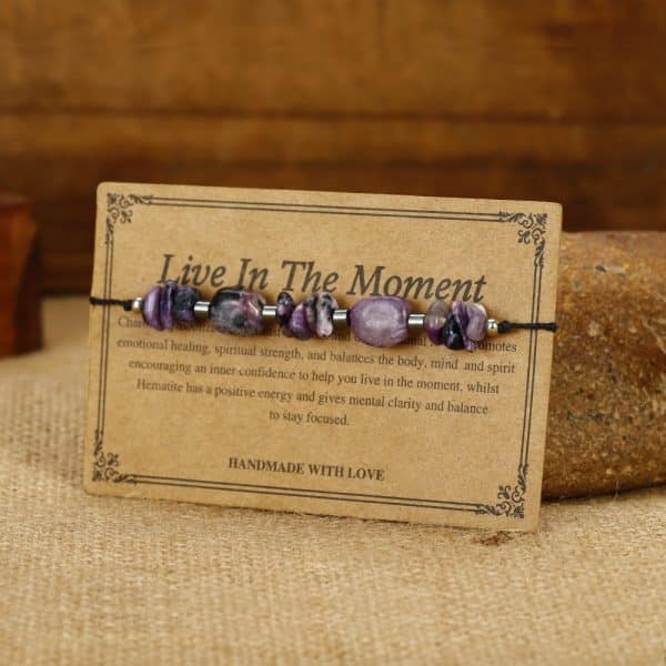 Wax Line Beads Stone Bracelet Original With Shape Rough Stone Carrying Strap