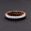 Frosted Stone Wooden Bead Hand Strung Crater Stone Bracelet
