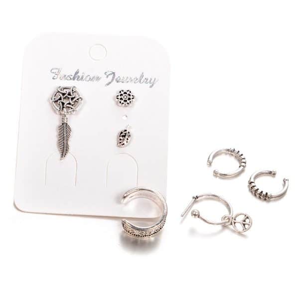 Dream Catcher Leaf Seven-piece Earring Set
