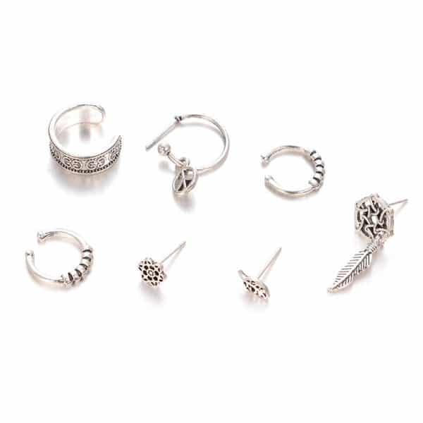 Dream Catcher Leaf Seven-piece Earring Set