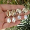 3European and American new cross-border jewelry earrings earrings set, love shells, starfish, leaves and pearl earrings