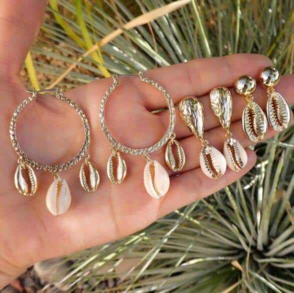 3European and American new cross-border jewelry earrings earrings set, love shells, starfish, leaves and pearl earrings