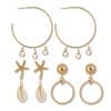3European and American new cross-border jewelry earrings earrings set, love shells, starfish, leaves and pearl earrings