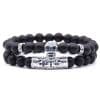 Natural Stone Micro Inlaid Skull Head Copper Jewelry Bracelet