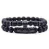 Natural Stone Micro Inlaid Skull Head Copper Jewelry Bracelet