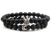 Volcanic Stone Agate Buddha Beads Natural Stone Elastic Bracelet