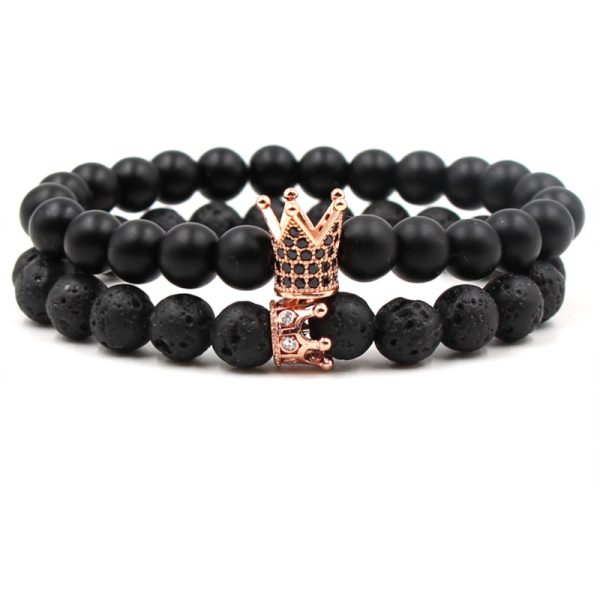 Volcanic Stone Agate Buddha Beads Natural Stone Elastic Bracelet