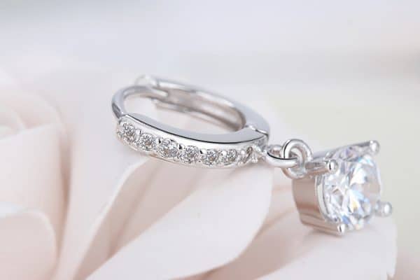 Zircon Circle Full Diamond Sterling Silver Stud Earrings
