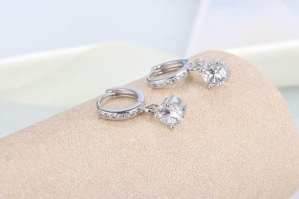 Zircon Circle Full Diamond Sterling Silver Stud Earrings