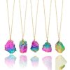 Seven-Color Natural Stone Rough Stone Winding Crystal Pendant Transparent Multi-Color Stone Chain Necklace Necklace