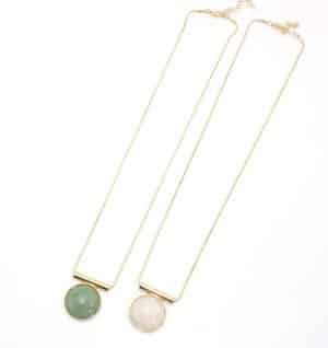 European and American style jewelry, snake leather chain, long green stone, white stone round inlaid necklace