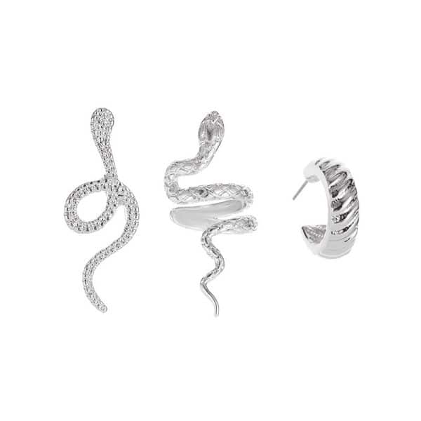 Cross-Border Retro Snake Set Earrings Cold Wind Fashion Three-Piece Earrings Net Red Ins Wind Snake Ear Clip
