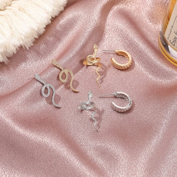 Cross-Border Retro Snake Set Earrings Cold Wind Fashion Three-Piece Earrings Net Red Ins Wind Snake Ear Clip