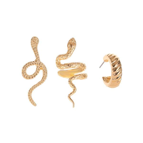 Cross-Border Retro Snake Set Earrings Cold Wind Fashion Three-Piece Earrings Net Red Ins Wind Snake Ear Clip