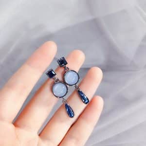 Blue Water Drop Temperament Opal Geometric Earrings