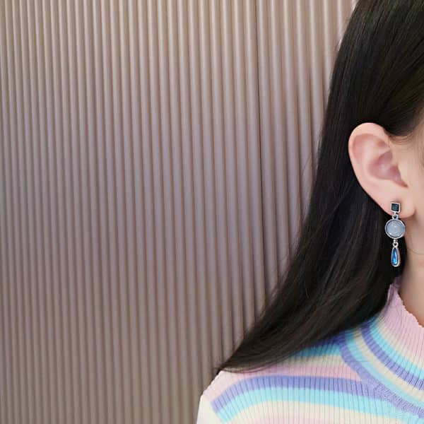 Blue Water Drop Temperament Opal Geometric Earrings