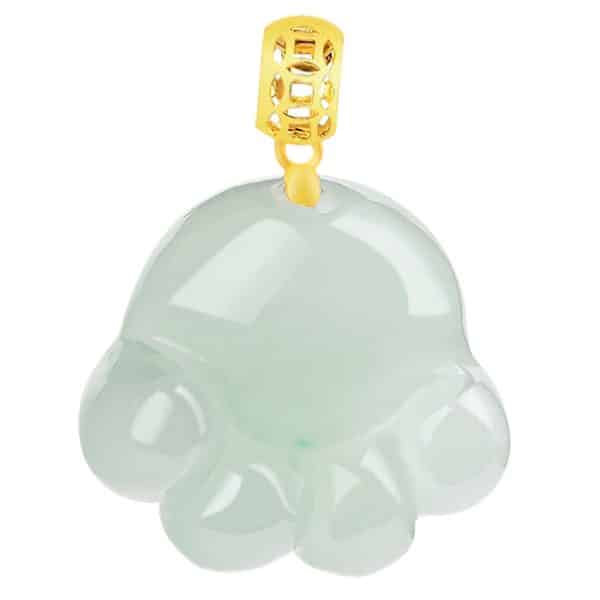 Emerald Light Green Cat's Paw Pendant Cute 18K Gold Buckle Jade Pendant Women's