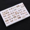 Cross-Border Hot-Selling Fashion Korean Plastic Stud Earrings Set Golden Silver Geometric Pattern Bow Stud Earrings