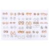 Cross-Border Hot-Selling Fashion Korean Plastic Stud Earrings Set Golden Silver Geometric Pattern Bow Stud Earrings