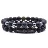 Amazon Source 8mm Black Frosted Stone Micro-Inlaid Zircon Bracelet Natural Stone Stone Set Elastic Bracelet