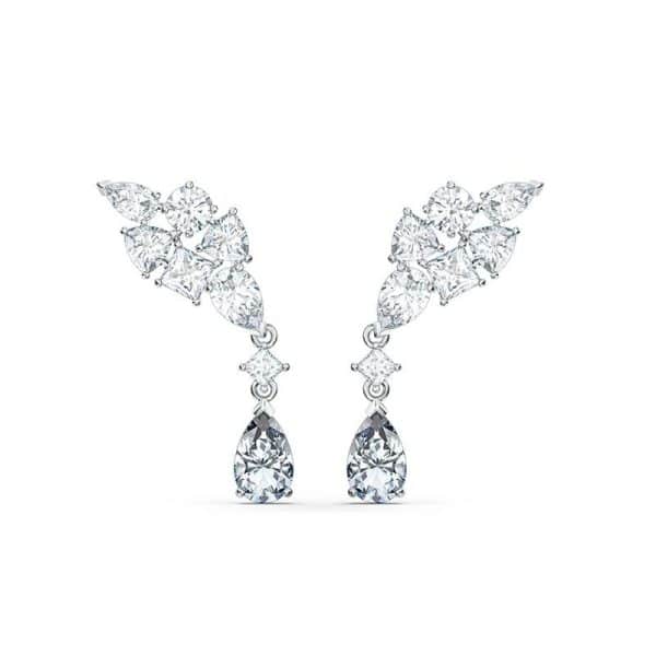 Drop-Shaped Geometric Crystal Tassel Earrings