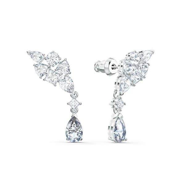 Drop-Shaped Geometric Crystal Tassel Earrings