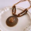 Irregular Tiger Eye Stone Oval Pendant Necklace With Retro And Antique Style