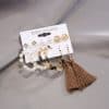 Cross-Border Hot-Selling Earrings Acrylic Faux Pearl Geometric Circle Flashing Diamond Tassel Earring Set Piece