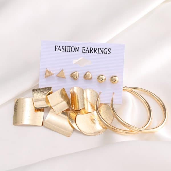 Inlaid Pearl Ladies Earrings French Vintage Gold Earring Set