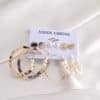 Inlaid Pearl Ladies Earrings French Vintage Gold Earring Set