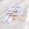 Inlaid Pearl Ladies Earrings French Vintage Gold Earring Set