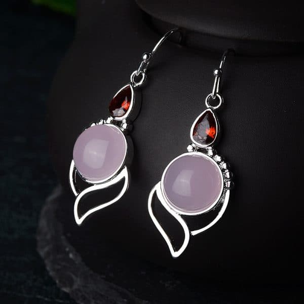 Hibiscus Stone  Crystal Earrings Drop Pear-shaped Earrings