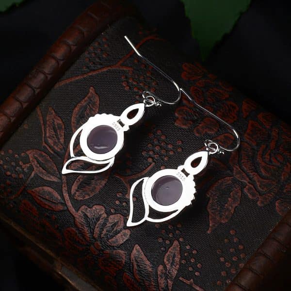 Hibiscus Stone  Crystal Earrings Drop Pear-shaped Earrings