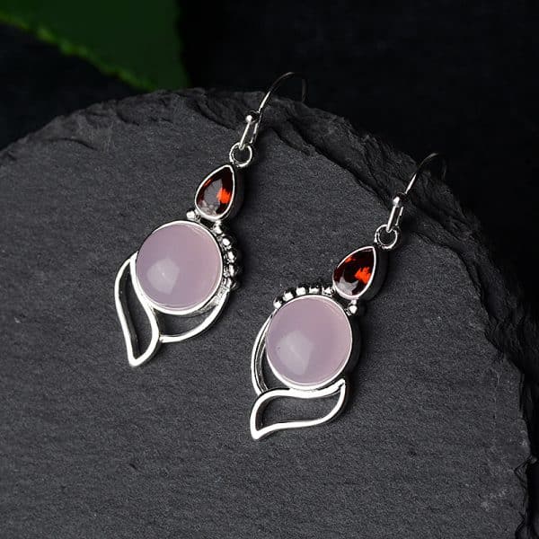 Hibiscus Stone  Crystal Earrings Drop Pear-shaped Earrings