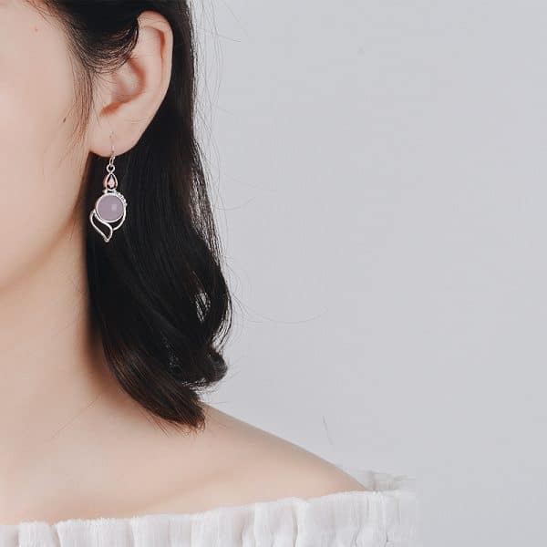 Hibiscus Stone  Crystal Earrings Drop Pear-shaped Earrings