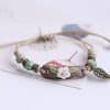 Crumpled Chrysanthemum Bracelet With Flower Heart Stone, Scenic Souvenir Ceramic Jewelry, Woven Jewelry Store Merchandise