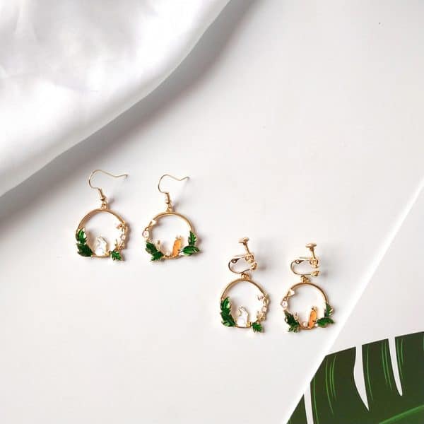 Cute Oil Drop Bunny Carrot Earrings