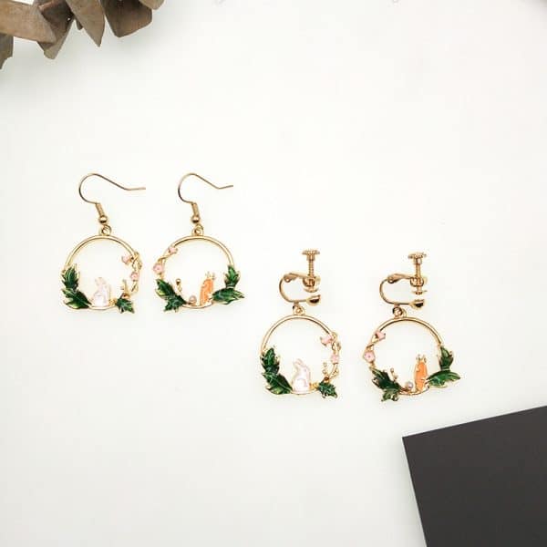 Cute Oil Drop Bunny Carrot Earrings