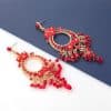 Alloy Acrylic Floral Earrings With Diamond Set Tassel