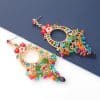 Alloy Acrylic Floral Earrings With Diamond Set Tassel
