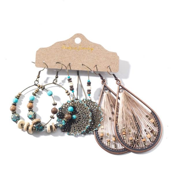 Earring Set Hollow Earrings Tassel Bohemian Ethnic Style