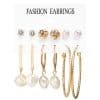Acrylic Artificial Pearl Circle Tassel Earring Set 6 Pieces Cross Border Earrings
