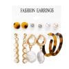 Acrylic Artificial Pearl Circle Tassel Earring Set 6 Pieces Cross Border Earrings