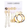 Acrylic Artificial Pearl Circle Tassel Earring Set 6 Pieces Cross Border Earrings