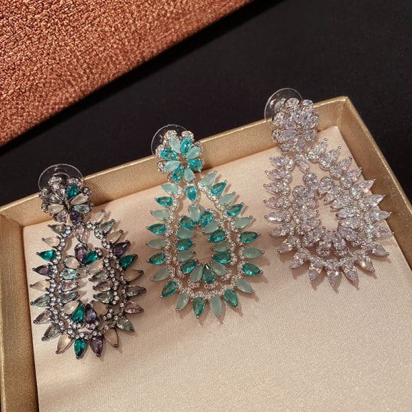 Micro-Set Colorful Zircon Drop Earrings