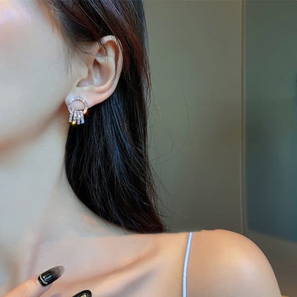 Exquisite Temperament Earrings Circle Diamond-set Simple And Small
