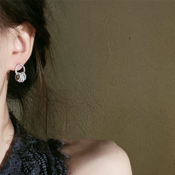 Exquisite Temperament Earrings Circle Diamond-set Simple And Small