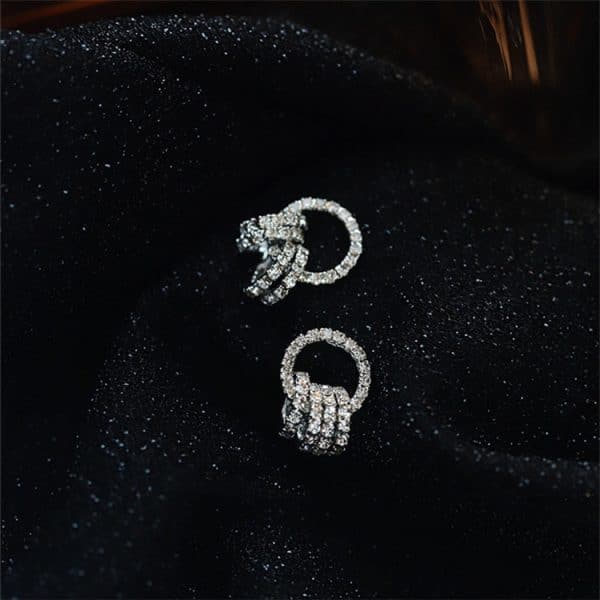 Exquisite Temperament Earrings Circle Diamond-set Simple And Small