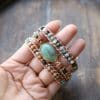 Natural Stone Bracelet Three-Layer Handmade Beaded Ladies Style Jewelry Leather Cord Bracelet