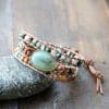 Natural Stone Bracelet Three-Layer Handmade Beaded Ladies Style Jewelry Leather Cord Bracelet